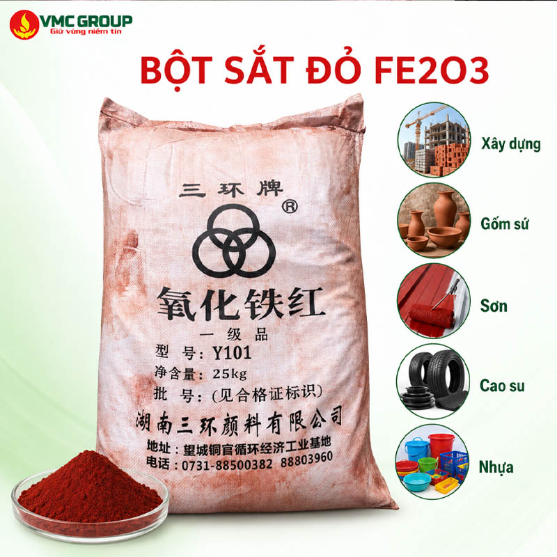 BOT OXIT SAT DO Y101- FE2O3 NHA MAY 3 VONG TRUNG QUOC bao 25kg
