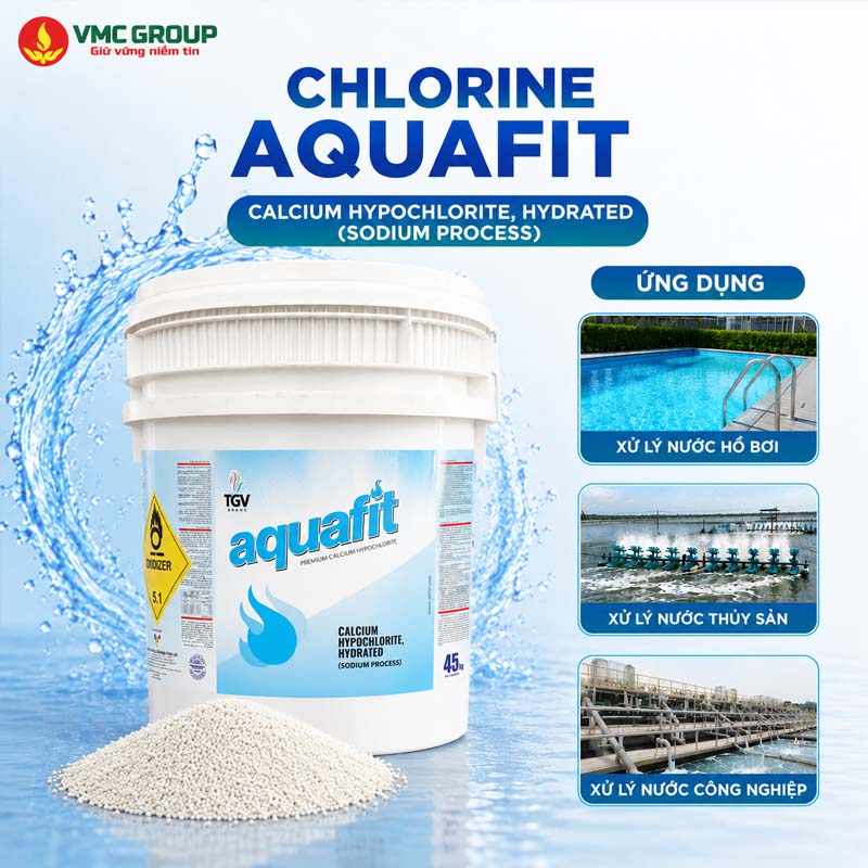 CHLORINE AQUAFIT 70% THUNG 45KG AN DO
