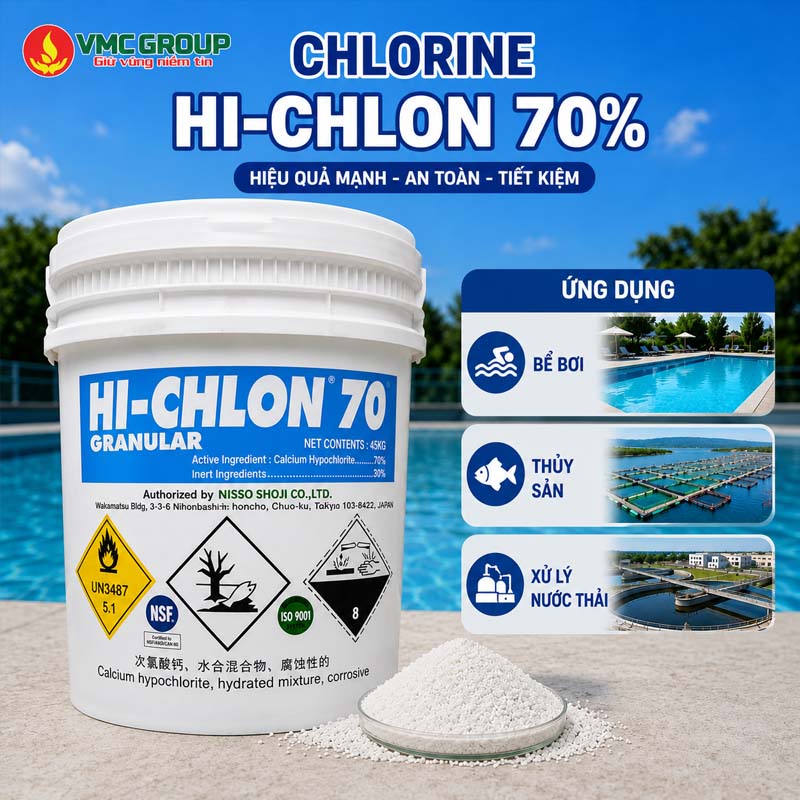 CHLORINE HI-CHLON 70% CLORIN HANG NIPPON THUNG 45KG NHAT BAN