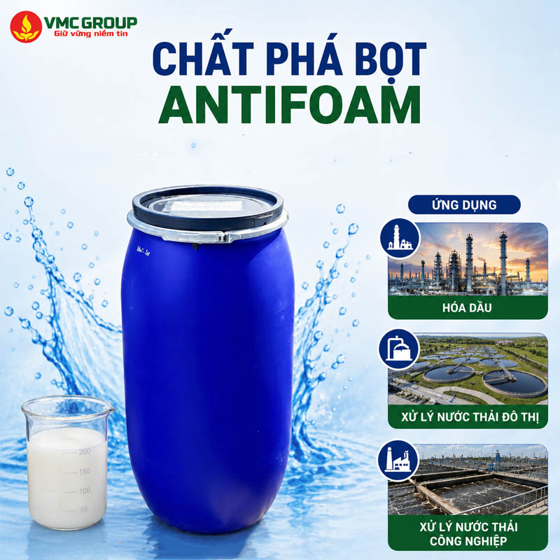 CHAT PHA BOT ANTIFOAM PHUY 120KG DUNG TRONG XU LY NUOC THAI