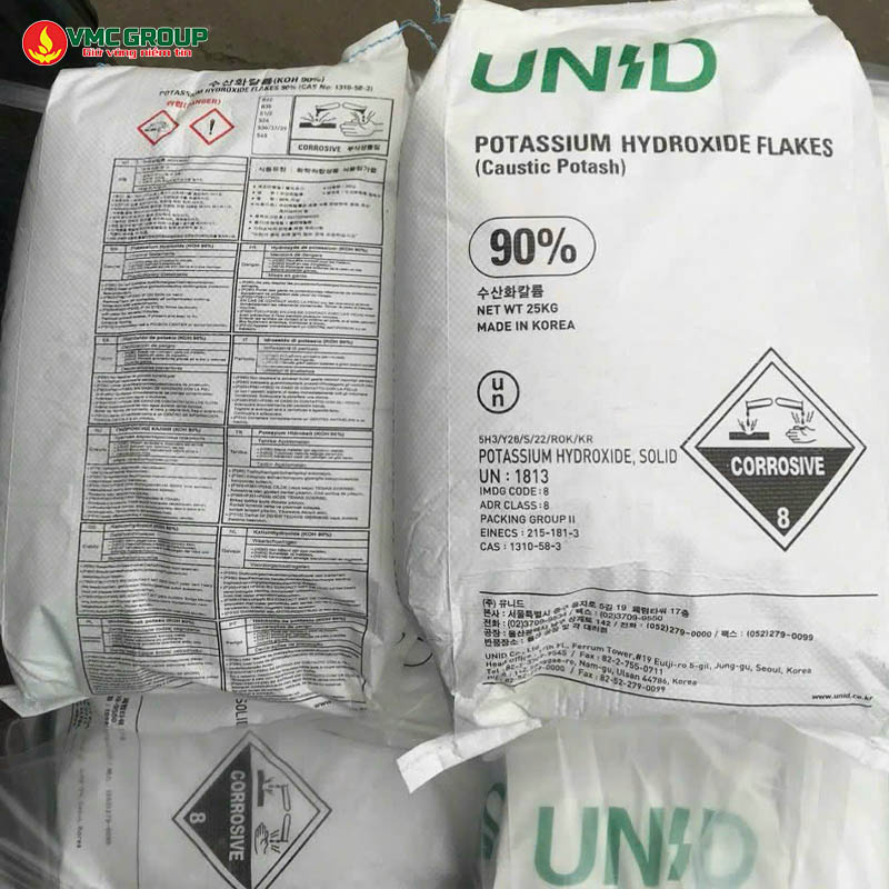 POTASSIUM HYDROXIDE BAO 25KG HAN QUOC