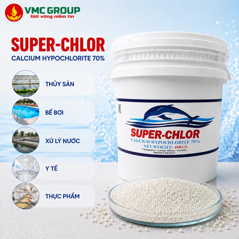 CHLORINE CLORIN 70% SUPER CHLOR TRUNG QUOC THUNG 40KG