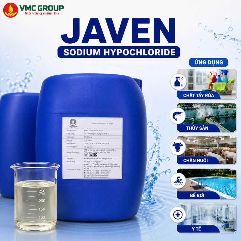 JAVEN SODIUM HYPOCHLORIDE NACLO CAN 30KG VIET NAM