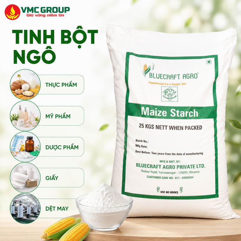 TINH BOT NGO - MAIZE STARCH HANG BLUECRAFT AGRO AN DO BAO 25KG