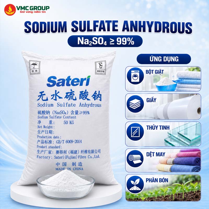 SODIUM SULPHATE 99% – NA2SO4 SATERI BAO 50KG TRUNG QUOC