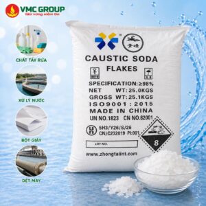 XÚT VẢY NaOH 98% - CAUSTIC SODA FLAKES HÀNG ZHONGTAIINT TRUNG QUỐC BAO 25KG