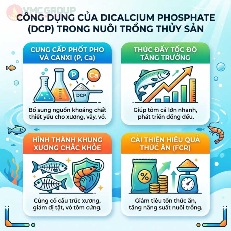 Lợi ích của Dicalcium phosphate trong thủy sản