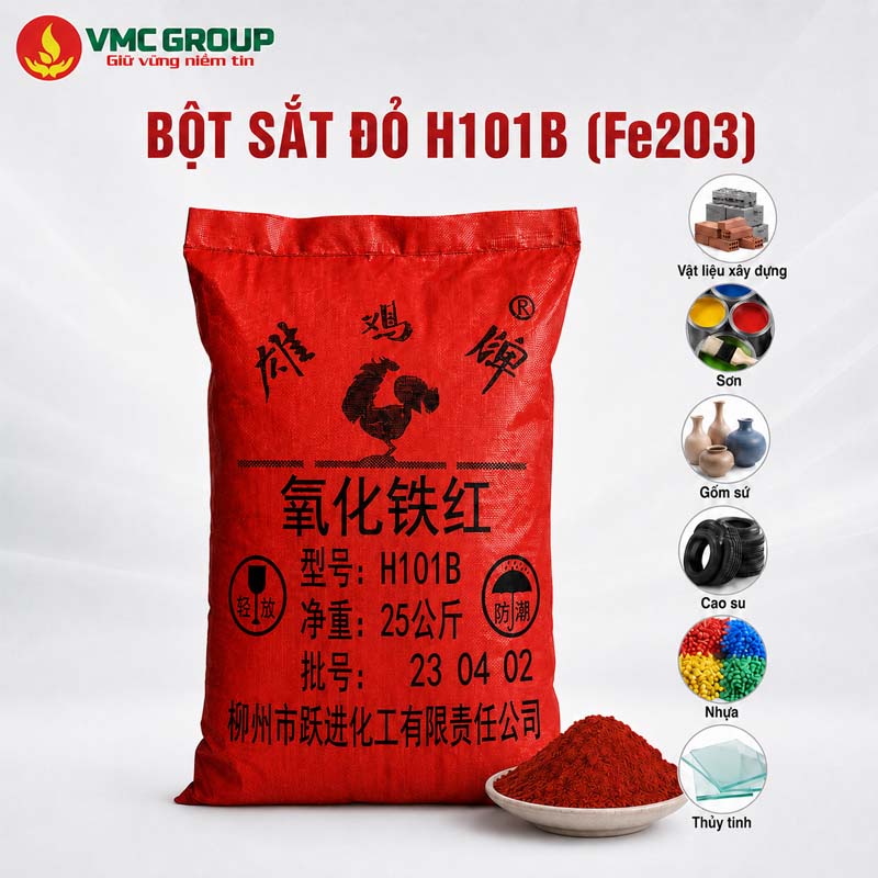 BOT SAT DO H101B BAO 25KG NHA MAY CON GA - Fe2O3 TRUNG QUOC