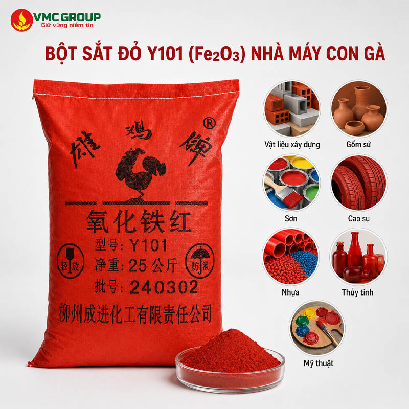 OXIT SAT DO Y101 NHA MAY CON GA BAO 25KG - Fe2O3 TRUNG QUOC
